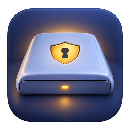 HushDisk app icon: a drive with a lock